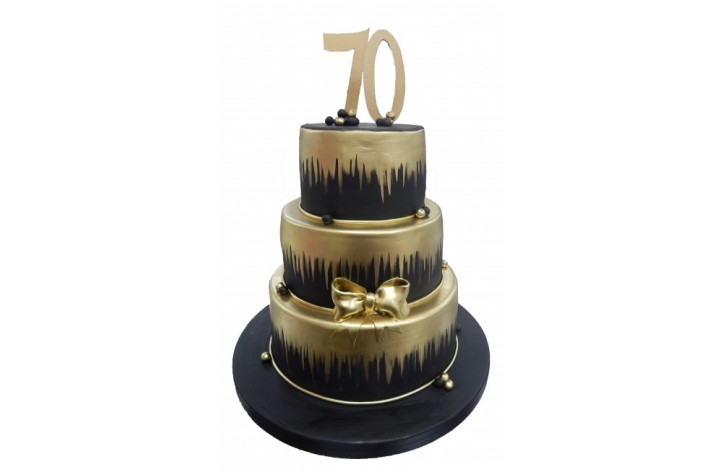Black & Gold Tiered Number Cake
